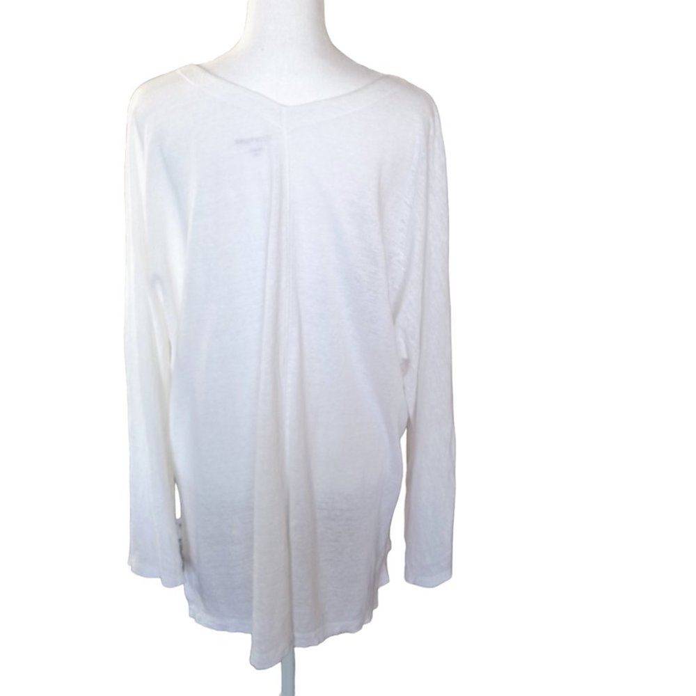 Eileen Fisher white organic linen long sleeved pullover top size M - Picture 2 of 4